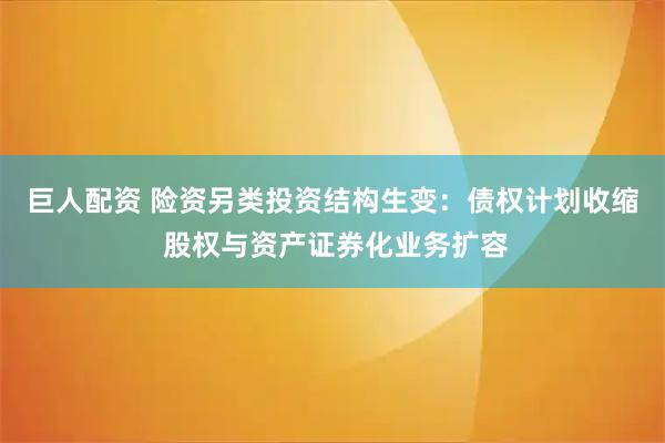 巨人配资 险资另类投资结构生变：债权计划收缩 股权与资产证券化业务扩容