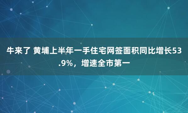 牛来了 黄埔上半年一手住宅网签面积同比增长53.9%,增速全市第一